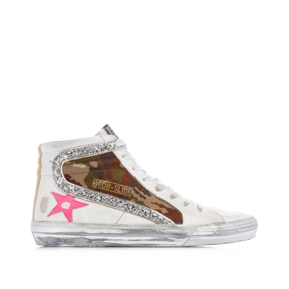 Golden Goose Women's White and Pink Star Sneakers